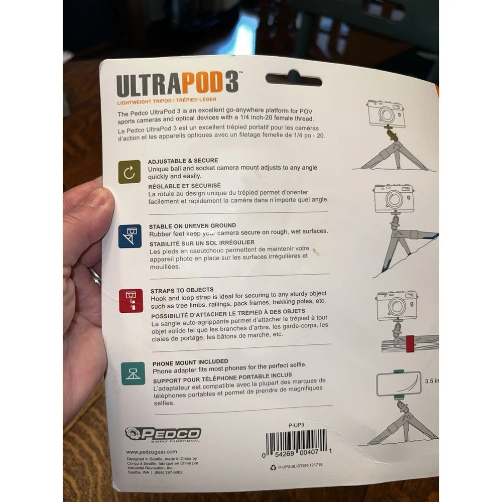 Pedco UltraPod 3 Mini Travel Tripod Phone Mount Lightweight Camera Stand NIB